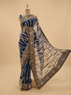Grey Net Embroidered Saree With Unstitched Blouse