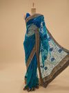 Jade Green Net Embroidered Saree With Unstitched Blouse