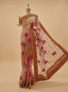 Tussar Net Embroidered Saree With Unstitched Blouse