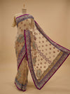 Tussar Net Embroidered Saree With Unstitched Blouse
