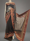 Black Chiffon Embroidered Saree With Unstitched Blouse