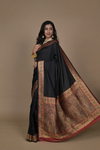 Black Woven Zari Banarasi Silk Saree With Unstitched Blouse