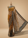 Orange Net Embroidered Saree With Unstitched Blouse