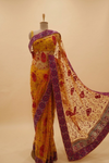 Lime Green Net Embroidered Saree With Unstitched Blouse