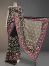 Black Georgette Embroidered Saree With Unstitched Blouse