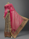 Rani Grey Brasso Net Embroidered Saree With Unstitched Blouse