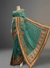 Mint Green Crepe Embroidered Saree With Unstitched Blouse