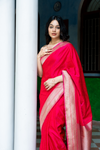 Rani Woven Zari Banarasi Silk Designer Saree With Unstitched Blouse