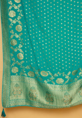 Rama Khaddi Georgette Woven Saree With Unstitched Blouse