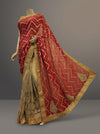Maroon Organza Net Embroidered Saree With Unstitched Blouse