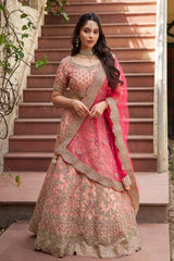 Tissue Lehenga Set And Net Dupatta With Readymade Blouse