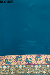 Rama Crepe Embroidered Saree With Unstitched Blouse