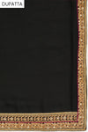 Black Crepe Semi Stitched Suit Salwar With Dupatta