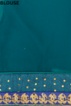 Rama Georgette Embroidered Saree With Unstitched Blouse