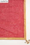Brown Maroon Banarasi Silk Semi Stitched Salwar Suit With Dupatta