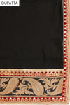 Tussar Black Tussar Semi Stitched Salwar Suit With Dupatta