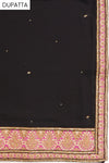 Black Crepe Georgette Semi Stitched Salwar Suit With Dupatta
