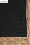 Black Crepe Georgette Semi Stitched Salwar Suit With Dupatta