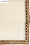 White & Black Jacquard Crepe  Semi Stitched Salwar Suit With Dupatta