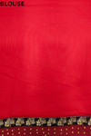 Red Georgette Embroidered Saree With Unstitched Blouse