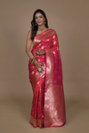 Maroon Banarasi Woven Zari Saree With Unstitched Blouse