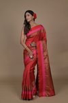 Maroon Banarasi Handloom Woven Zari Saree With Unstitched Blouse