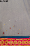 Bluish Grey Net Embroidered Saree With Unstitched Blouse