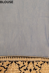 Grey Net Embroidered Saree With Unstitched Blouse