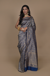 Midnight Blue Banarasi Silk Woven Zari Tanchoi Saree With Unstitched Blouse(Ft:-Ramya Sumana)