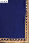 Navy Tussar Jacquard Crepe Net Semi Stitched Salwar Suit With Dupatta