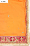 Rani Orange Banarasi Silk Semi Stitched Salwar Suit With Dupatta