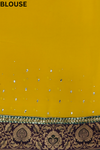 Gold Crepe Embroidered Saree With Unstitched Blouse