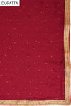 Black Maroon Crepe Unstitched Salwar Suit With Dupatta