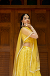 Mango Gold Sequence, Cutdana,Threadwork, Embroidery Georgette Lehenga Set With Readymade Blouse