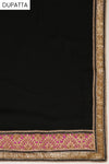 Black Lace Georgette Semi Stitched Suit Salwar With Dupatta