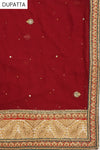 Maroon Crepe Unstitched Salwar Suit With Dupatta