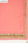 Peach Georgette Unstitched Suit Salwar With Dupatta