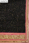 Tussar & Black Jacquard Chiffon Unstitched Suit Salwar With Dupatta