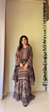 Brown Crepe Readymade Sharara Set With Crepe Dupatta (Ft:-Anjan Prasad)