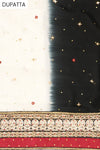 Off White Jacquard Chiffon Unstitched Suit Salwar With Dupatta