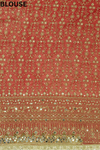 Red Rani Organza Satin Embroidered Saree With Unstitched Blouse