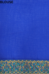 Royal Blue Chiffon Embroidered Saree With Unstitched Blouse