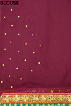Wine Georgette Embroidered Saree With Unstitched Blouse