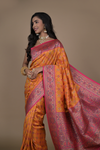 Mustard Banarasi Woven Zari Banarasi Silk Designer Saree With Unstitched Blouse