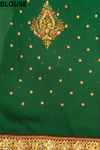 Bottle Green Georgette Embroidered Saree With Unstitched Blouse