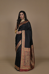 Black Woven Zari Banarasi Silk Saree With Unstitched Blouse