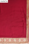 Maroon Jacquard Crepe Semi Stitched Suit Salwar With Dupatta