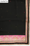 Black Lace Georgette Semi Stitched Suit Salwar With Dupatta