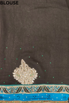 Black Chiffon Embroidered Saree With Unstitched Blouse