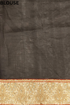 Tussar Black Foil Tussar Embroidered Saree With Unstitched Blouse